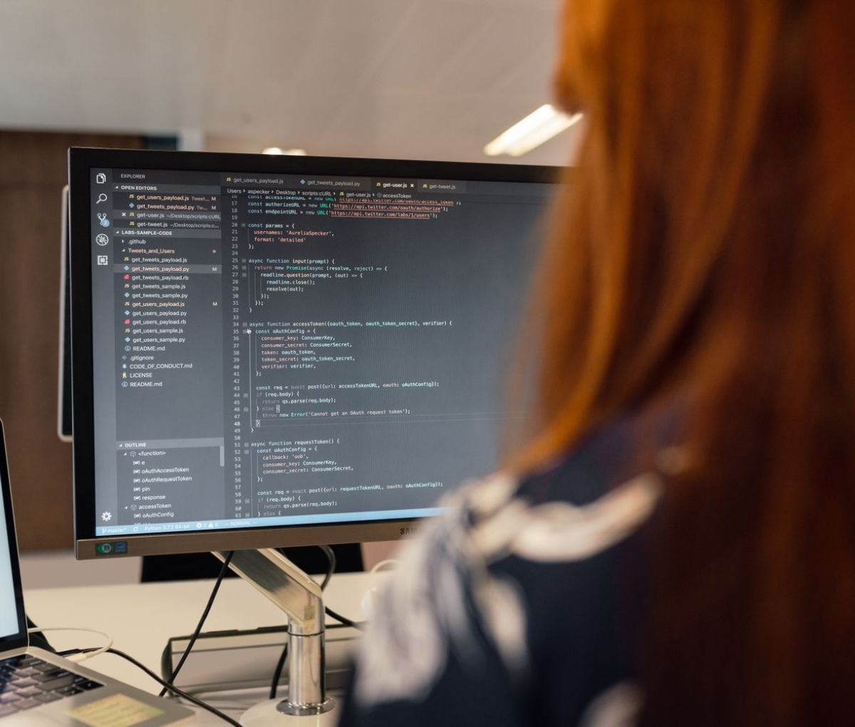 Developer building a website